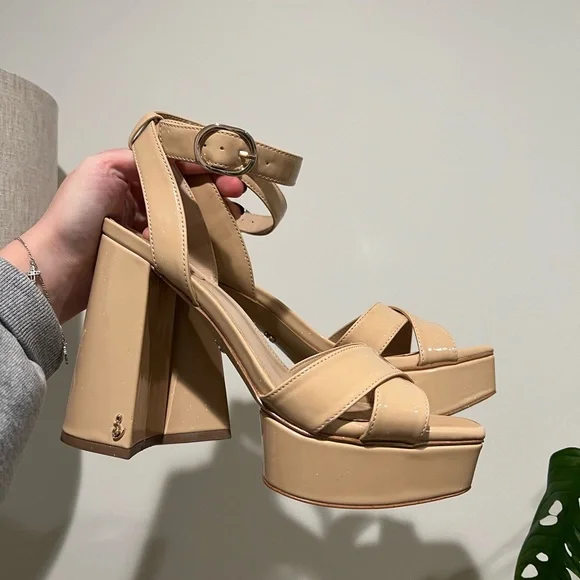 Sam Edelman Nolita Nude Ankle Strap Heel - Size 8 - Picture 10 of 12